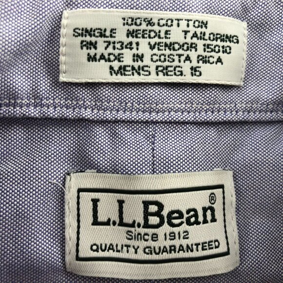 L.L.Bean Mens Dress Shirt Large 16 Neck Cotton Short Sleeve Classic Purple - Picture 3 of 12
